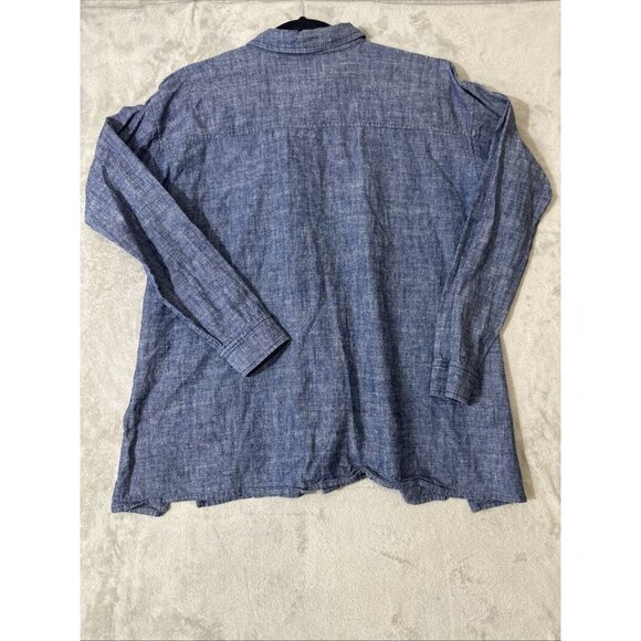 Eileen Fisher Women’s XS Blue Organic Cotton Button Front Shirt Top - Picture 9 of 9
